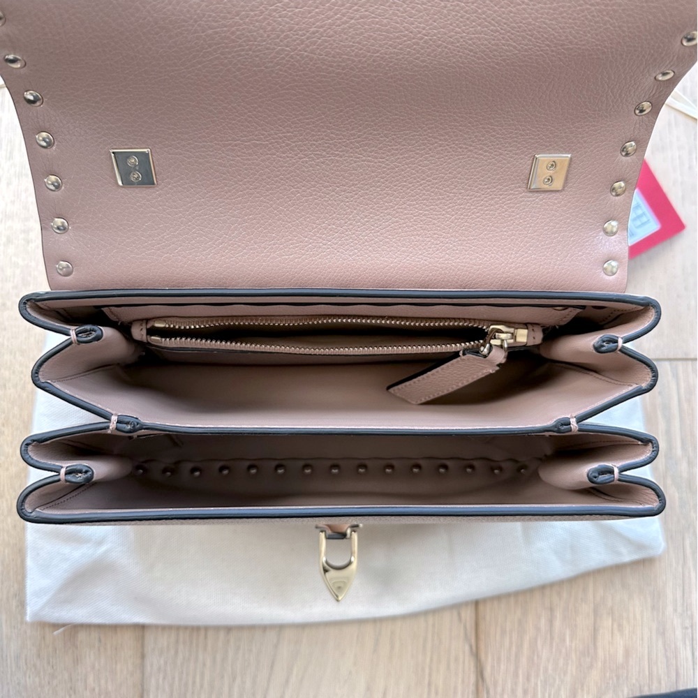 🆕 Authentic Valentino Garavani Light Pink Leather Rockstud Small Shoulder Bag - Picture 7 of 17